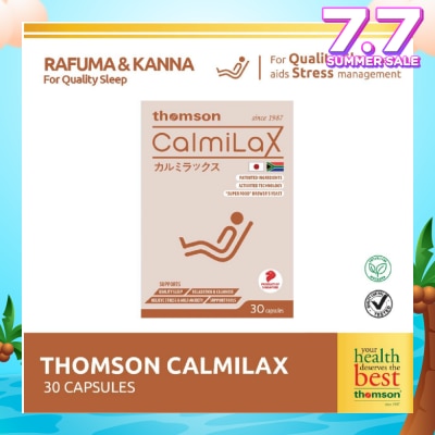 THOMSON CalmiLax Capsule (To Improve Sleep Quality by Promoting Calmness & Relaxation for Restful Sleep + Vegetarian safe) 30s