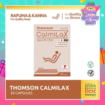 THOMSON CalmiLax Capsule (To Improve Sleep Quality by Promoting Calmness & Relaxation for Restful Sleep + Vegetarian safe) 30s