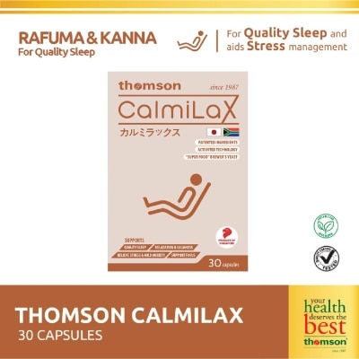 THOMSON CalmiLax Capsule (To Improve Sleep Quality by Promoting Calmness & Relaxation for Restful Sleep + Vegetarian safe) 30s