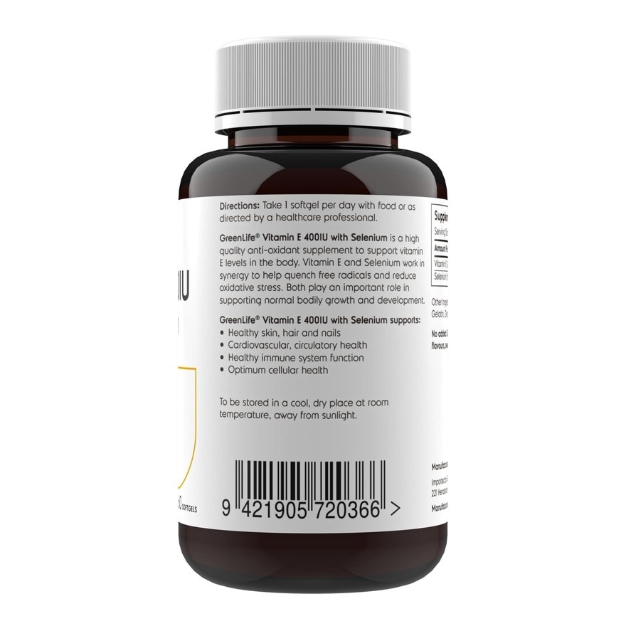 Vitamin E 400IU With Selenium Dietary Supplement Softgel 60s