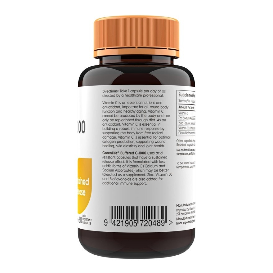 Buffered C-1000 Dietary Supplement Acid Ressistant Capsule 60s