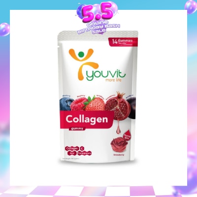 YOUVIT - Collagen Strawberry Gummy (Natural Ingredients & For Everyday) 14s (Expiry: Jan`2027)