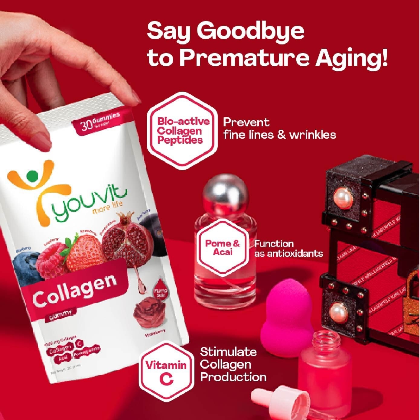 Collagen Strawberry Gummy (Natural Ingredients & For Everyday) 14s