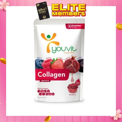 YOUVIT Collagen Strawberry Gummy (Natural Ingredients & For Everyday) 30s (Expiry: Mar`2026)