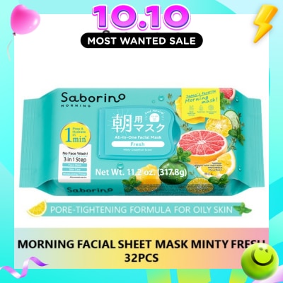 SABORINO Morning Facial Sheet Mask Minty Fresh (Suitable for Oily Skin Type) 32s image