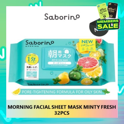 SABORINO Morning Facial Sheet Mask Minty Fresh (Suitable for Oily Skin Type) 32s