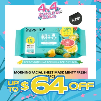 SABORINO - Morning Facial Sheet Mask Minty Fresh (Suitable for Oily Skin Type) 32s