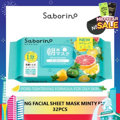 SABORINO Morning Facial Sheet Mask Minty Fresh (Suitable for Oily Skin Type) 32s