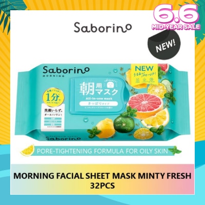 SABORINO Morning Facial Sheet Mask Minty Fresh (Suitable for Oily Skin Type) 32s