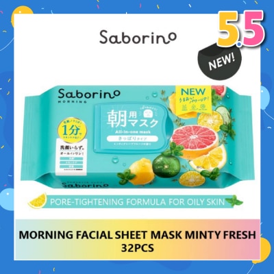 SABORINO Morning Facial Sheet Mask Minty Fresh (Suitable for Oily Skin Type) 32s