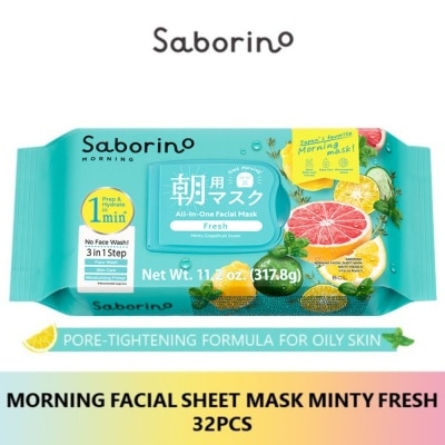 SABORINO - Morning Facial Sheet Mask Minty Fresh (Suitable for Oily Skin Type) 32s