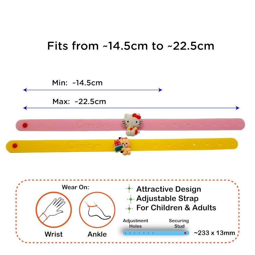 Hello Kitty Mosquito Repellent Bracelet with Charms Citronella & Wild Tomato Oil Formula 2s (per set)