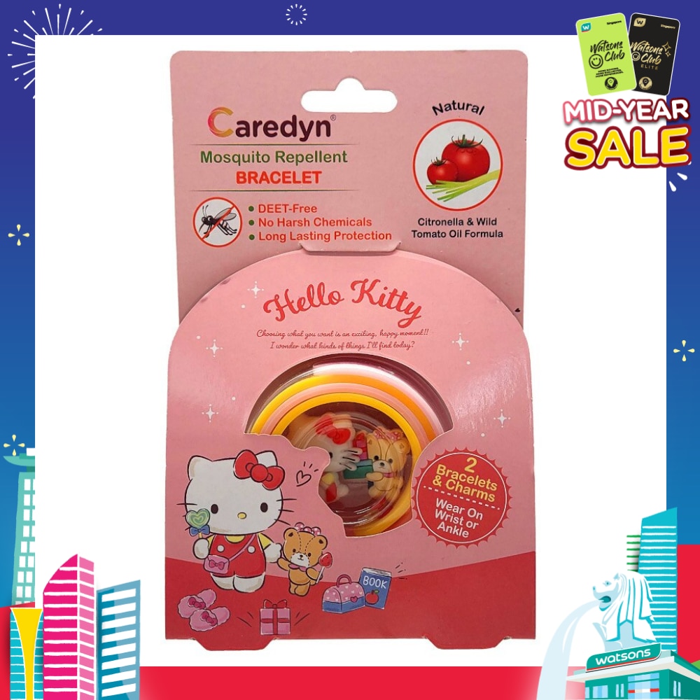 Hello Kitty Mosquito Repellent Bracelet with Charms Citronella & Wild Tomato Oil Formula 2s (per set)