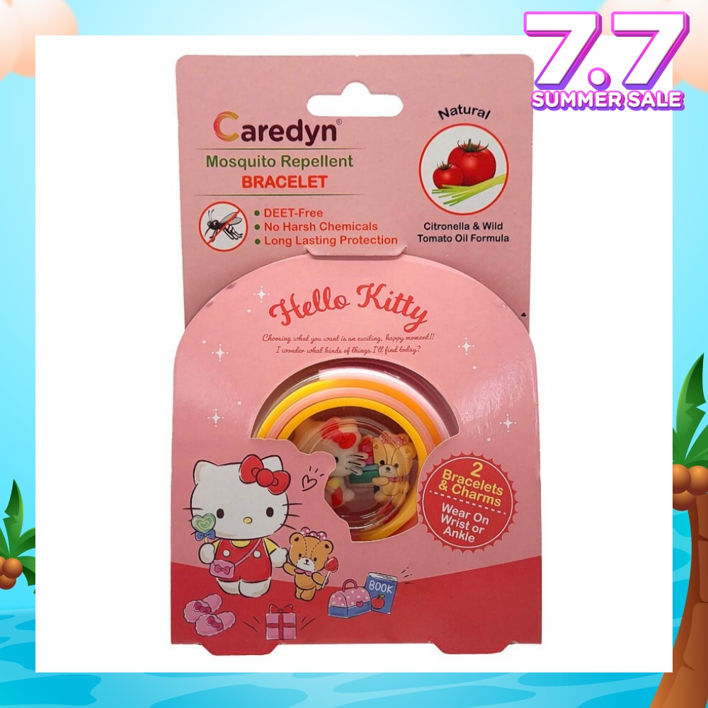 Hello Kitty Mosquito Repellent Bracelet with Charms Citronella & Wild Tomato Oil Formula 2s (per set)