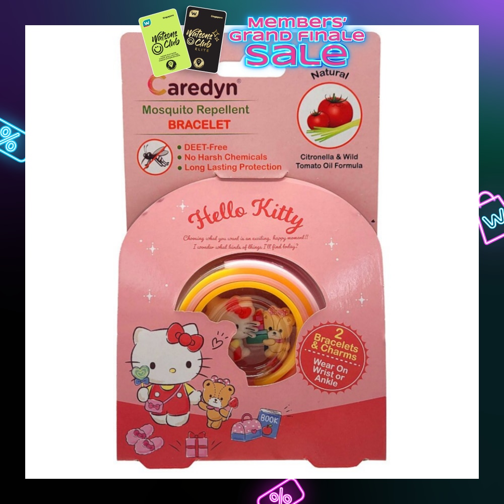 Hello Kitty Mosquito Repellent Bracelet with Charms Citronella & Wild Tomato Oil Formula 2s (per set)