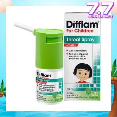 DIFFLAM Throat Spray for Children (Fast Relief for Painful & Swollen Throat & Mouth Conditions) 30ml