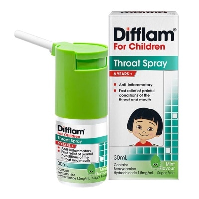 DIFFLAM Throat Spray for Children (Fast Relief for Painful & Swollen Throat & Mouth Conditions) 30ml