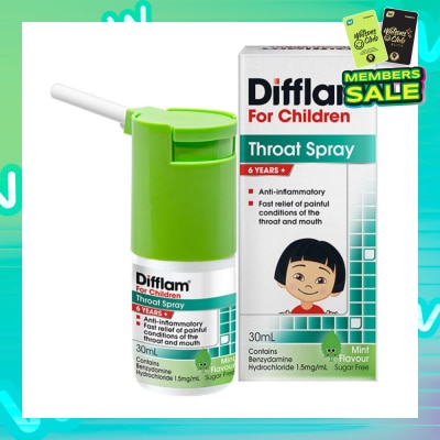 DIFFLAM Throat Spray for Children (Fast Relief for Painful & Swollen Throat & Mouth Conditions) 30ml