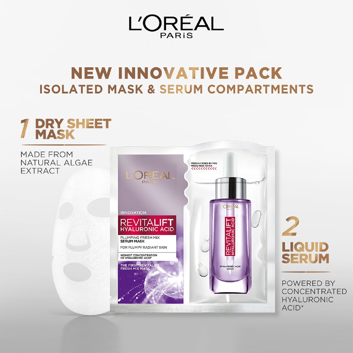 Revitalift Hyaluronic Acid Plumping Fresh Mix Serum Mask 1s