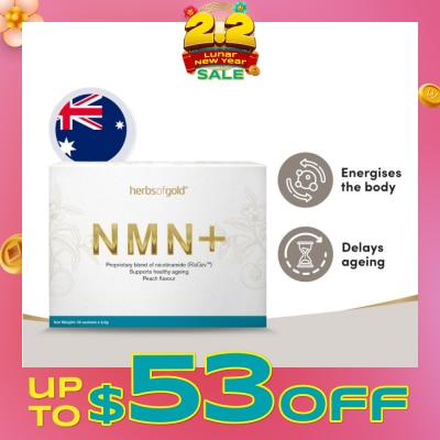 HERBS OF GOLD NMN+ Sachet Peach 2g (Support Healthy Ageing + Boosts Antioxidant Defence) 30s
