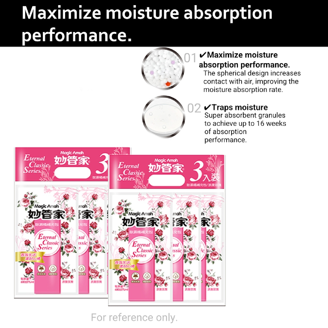 Rose Scented Moisture Absorber Refill Pack (320g x 3s) x 2