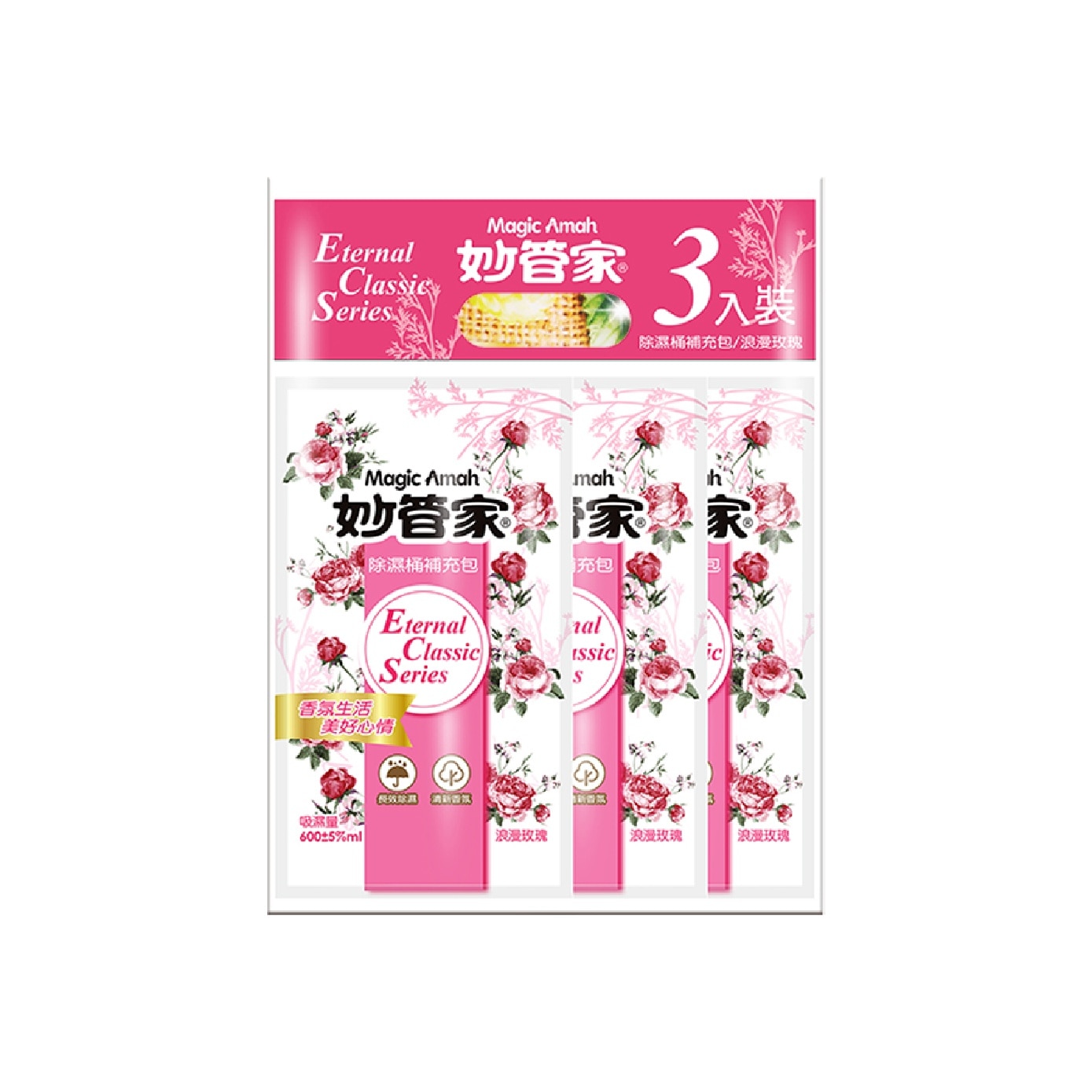 Rose Scented Moisture Absorber Refill Pack (320g x 3s) x 2