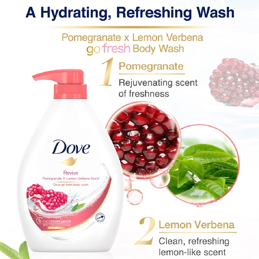 Dove Go Fresh Pomegranate & Lemon Verbena Scent Revive Bodywash 1L
