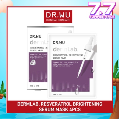 DR. WU Dermlab Resveratrol Brightening Serum Mask (For More Supple + Elastic + Firm + Bright Skin) 4s