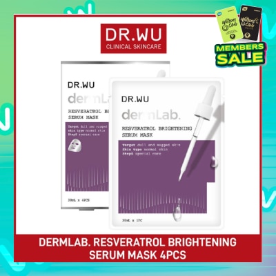DR. WU Dermlab Resveratrol Brightening Serum Mask (For More Supple + Elastic + Firm + Bright Skin) 4s