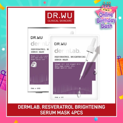 DR. WU Dermlab Resveratrol Brightening Serum Mask (For More Supple + Elastic + Firm + Bright Skin) 4s