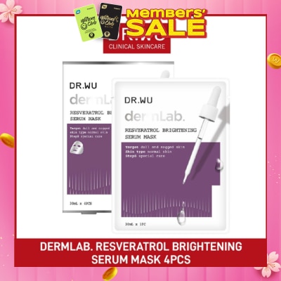 DR. WU Dermlab Resveratrol Brightening Serum Mask (For More Supple + Elastic + Firm + Bright Skin) 4s