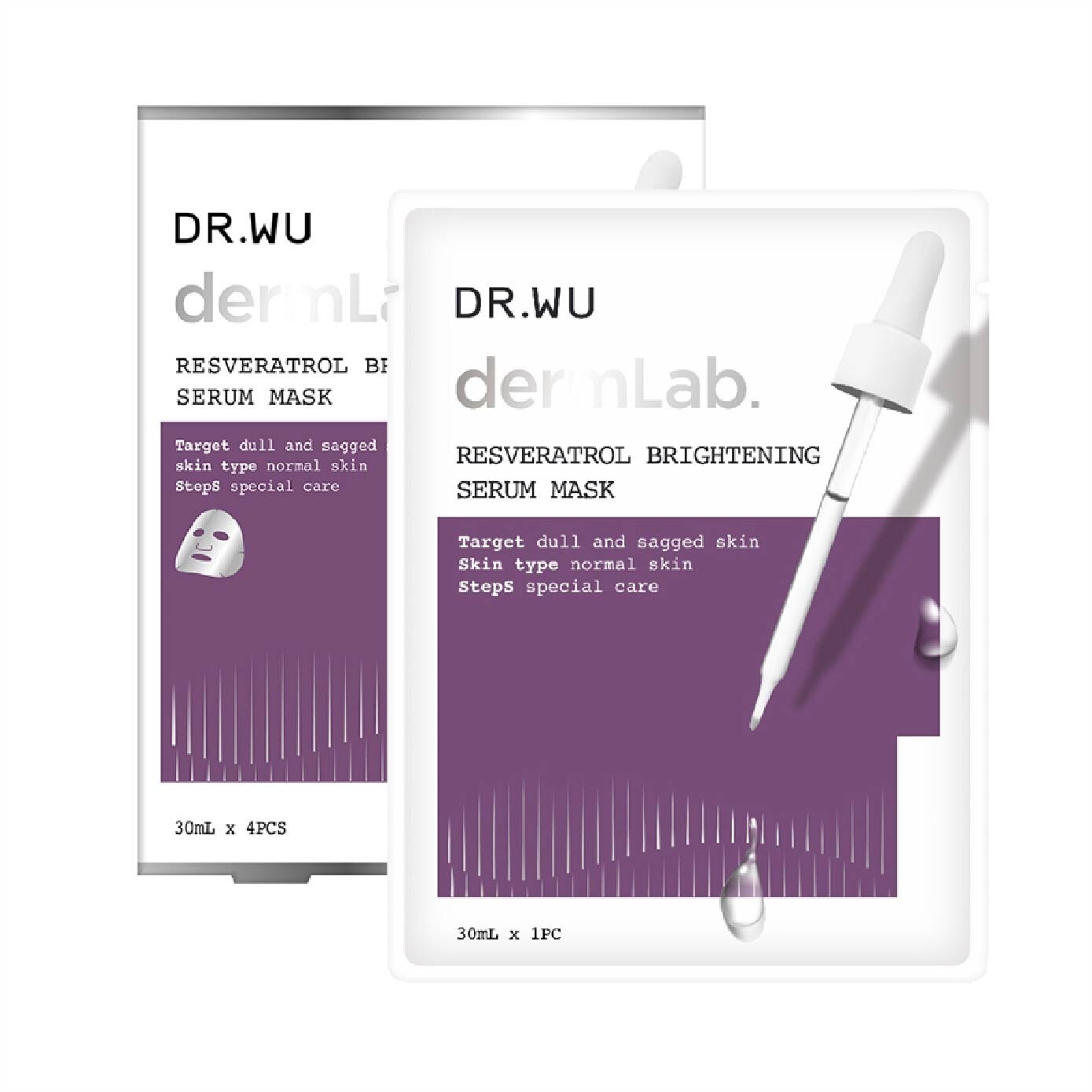 Dermlab Resveratrol Brightening Serum Mask (For More Supple + Elastic + Firm + Bright Skin) 4s