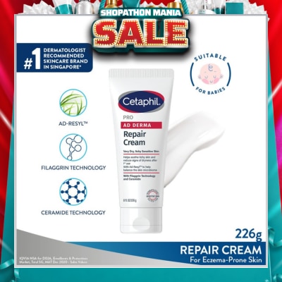 CETAPHIL - PRO AD Derma Repair Cream (For Dry + Itchy Sensitive Skin) 227g