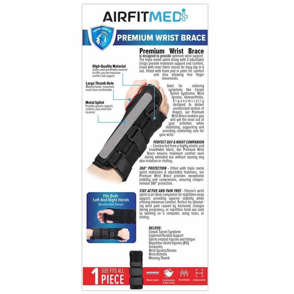 Premium Wrist Brace With Triple Metal Splint Stabilizer (Adult Size) 1s