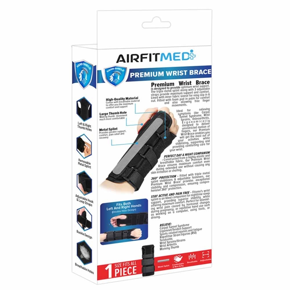 Premium Wrist Brace With Triple Metal Splint Stabilizer (Adult Size) 1s