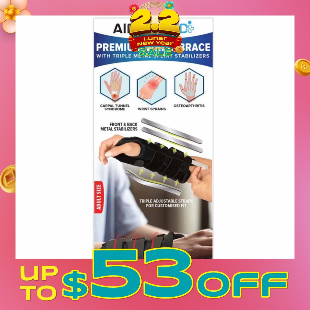 Premium Wrist Brace With Triple Metal Splint Stabilizer (Adult Size) 1s