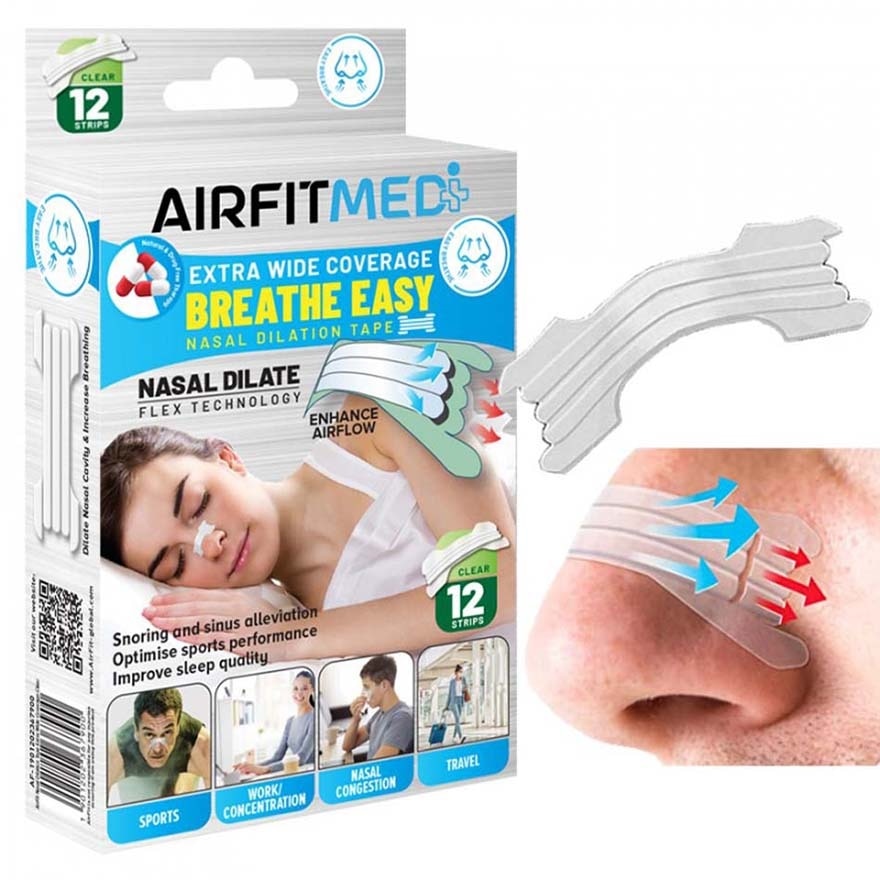 Extra Wide Coverage Breathe Easy Nasal Dilation Tape Clear Strip (To Improve Sleep Quality & Optimise Sports Perfomance) 12s