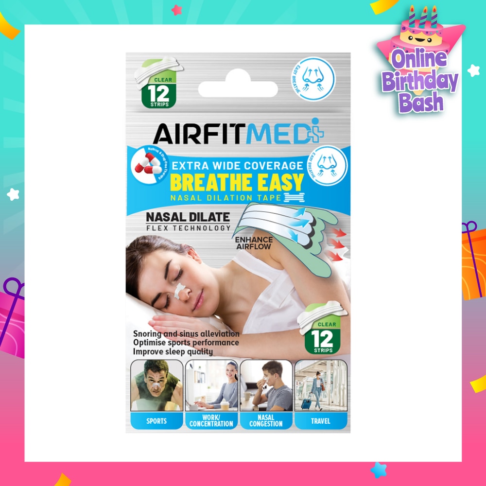 Extra Wide Coverage Breathe Easy Nasal Dilation Tape Clear Strip (To Improve Sleep Quality & Optimise Sports Perfomance) 12s