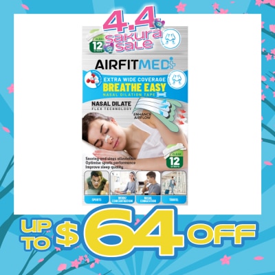 AF MEDI - Extra Wide Coverage Breathe Easy Nasal Dilation Tape Clear Strip (To Improve Sleep Quality & Optimise Sports Perfomance) 12s