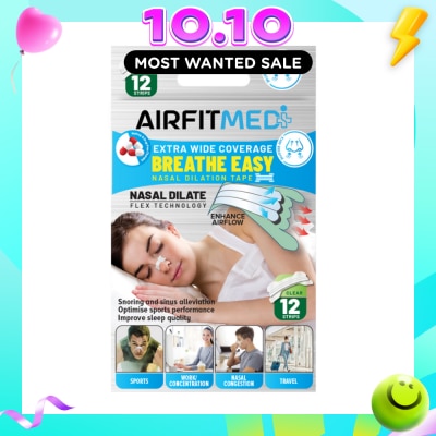 AF MEDI Extra Wide Coverage Breathe Easy Nasal Dilation Tape Clear Strip (To Improve Sleep Quality & Optimise Sports Perfomance) 12s image