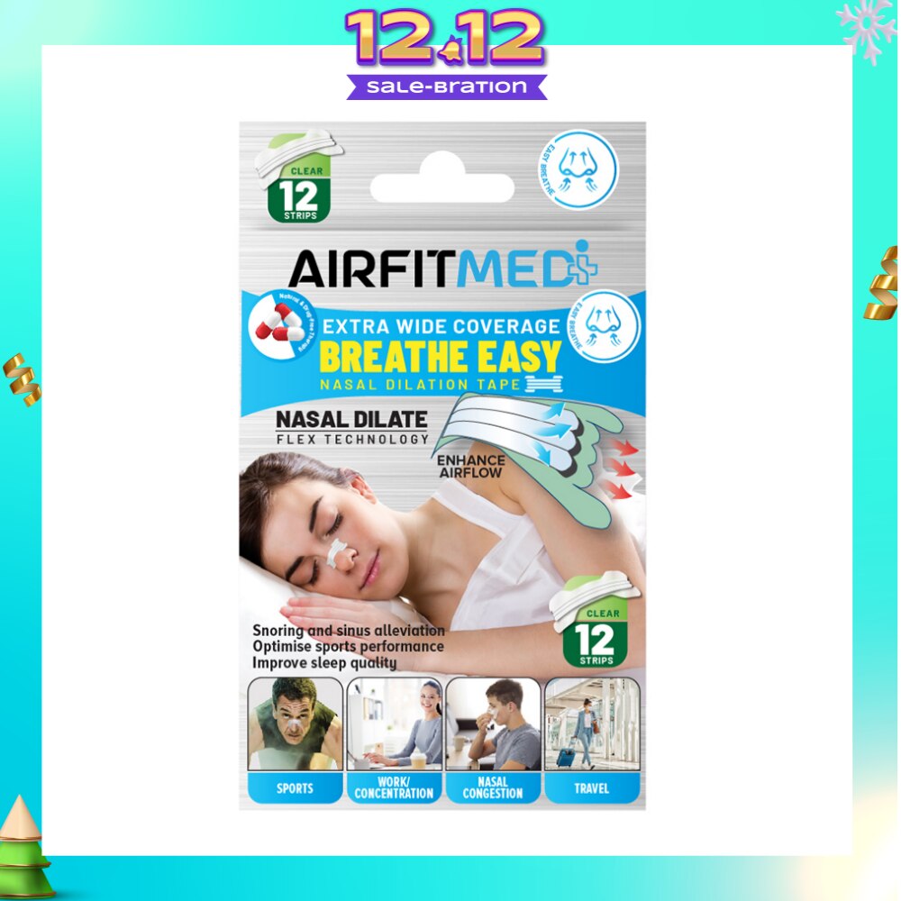 Extra Wide Coverage Breathe Easy Nasal Dilation Tape Clear Strip (To Improve Sleep Quality & Optimise Sports Perfomance) 12s