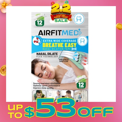 AF MEDI Extra Wide Coverage Breathe Easy Nasal Dilation Tape Clear Strip (To Improve Sleep Quality & Optimise Sports Perfomance) 12s