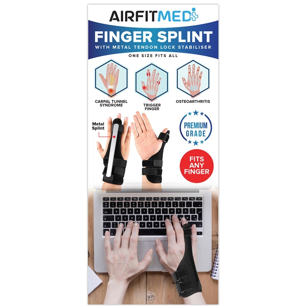 Finger Splint With Metal Tendon Lock Stabiliser 1s