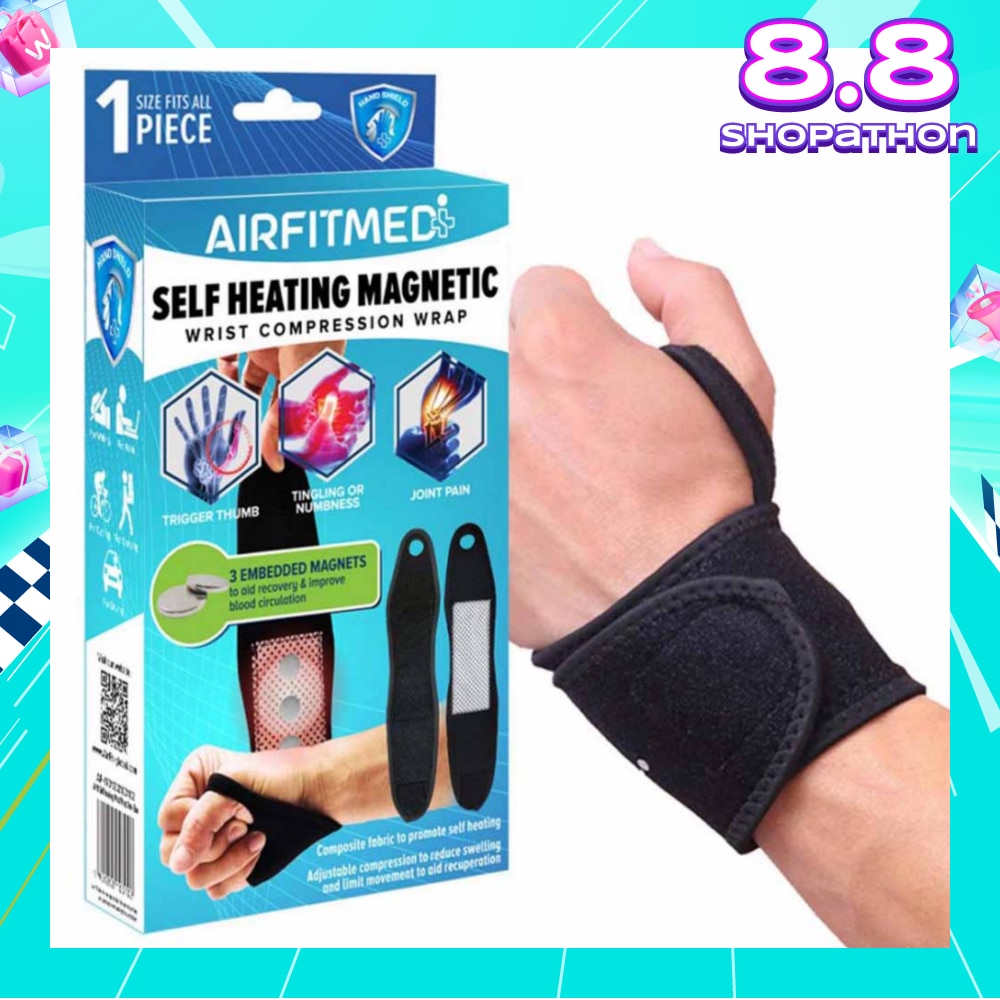 Self Heating Magnetic Wrist Compression Wrap 1s