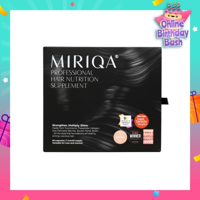 MIRIQA HAIR Professional Hair Nutrition Supplement Capsule (For Healthy + Strong + Lusicious Hair) 60s