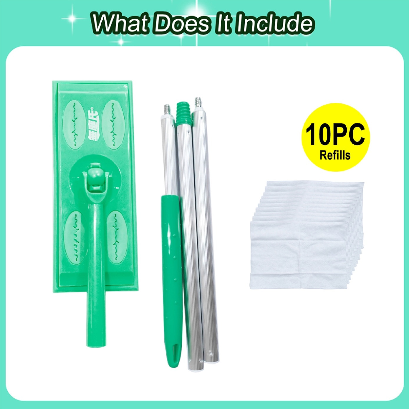 Dust Removal Flat Mop Set with Refill Sheets 10s image