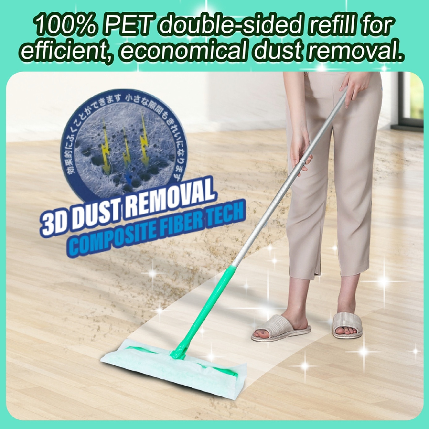Dust Removal Flat Mop Set with Refill Sheets 10s image