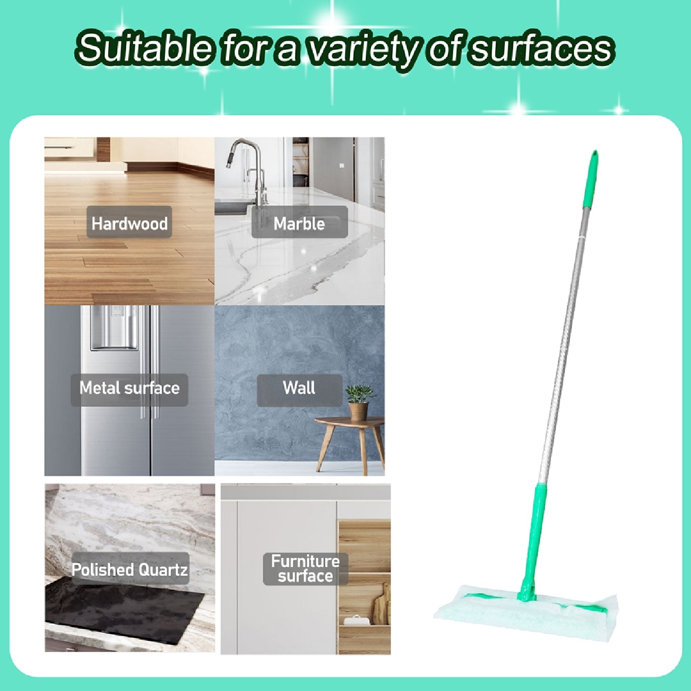 Dust Removal Flat Mop Set with Refill Sheets 10s image