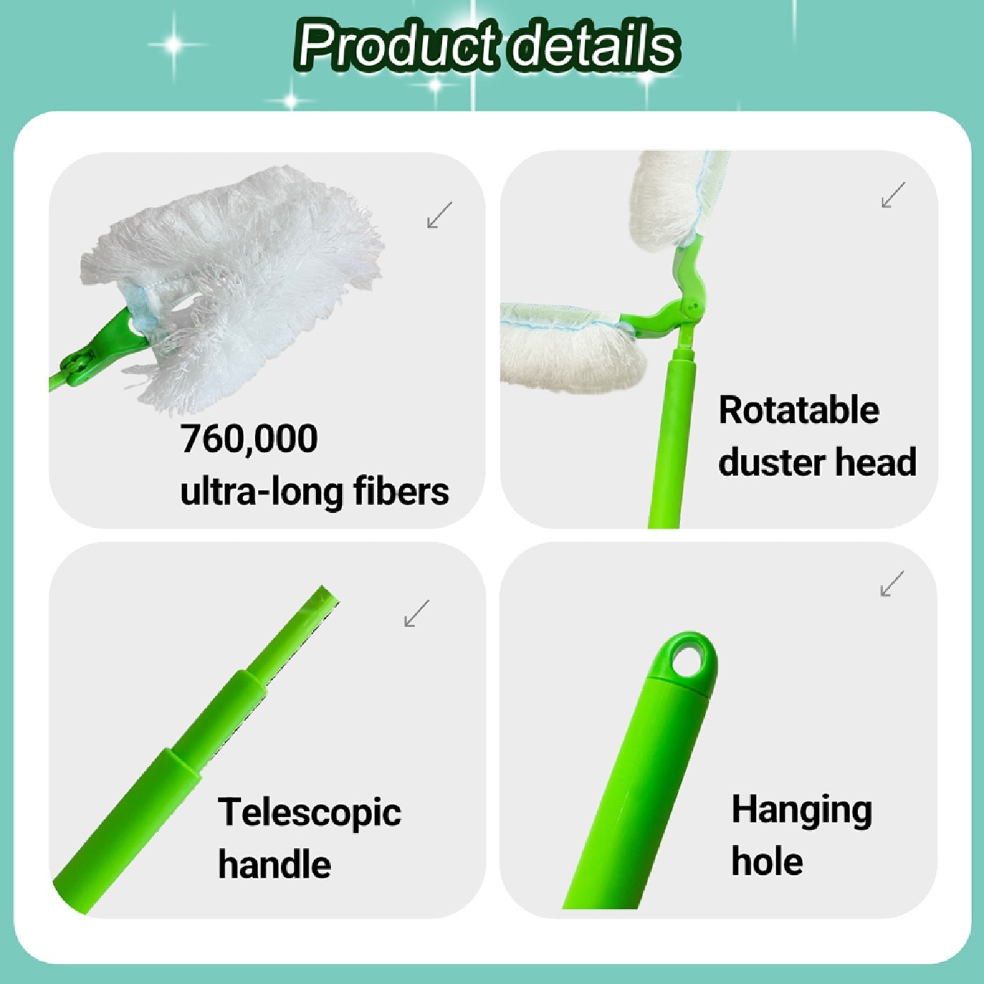 Dust Removal Long Telescopic Brush Set with Brush Sheets 3s image