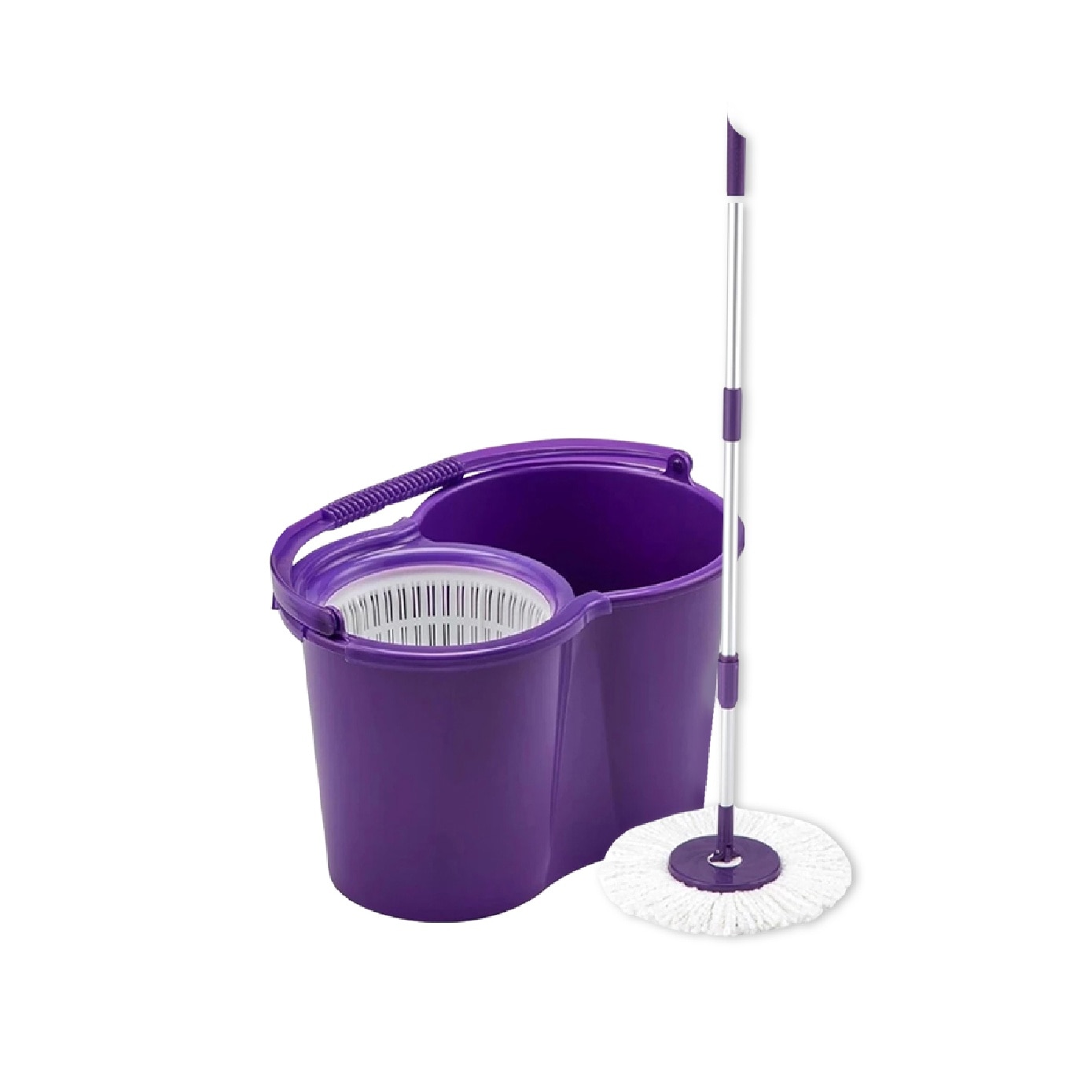Sh350-8 Purple Spin Mop Set (spin bucket, hand press handle, 3 standard Mop Heads, pole, and warranty card) 1s